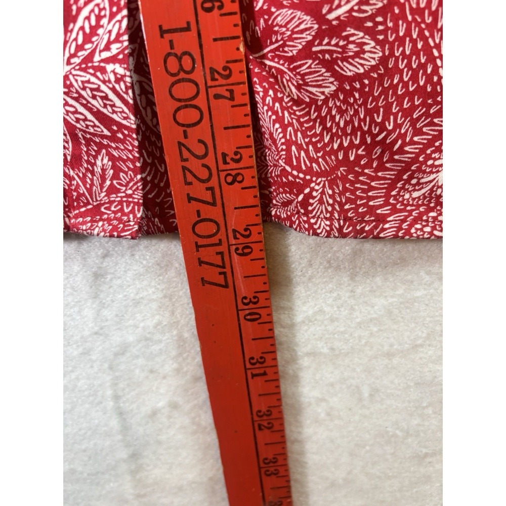 Foxcroft Women's 22 Button Up Red Floral Print Blouse L/SL Contrasting Cuffs - Picture 8 of 14